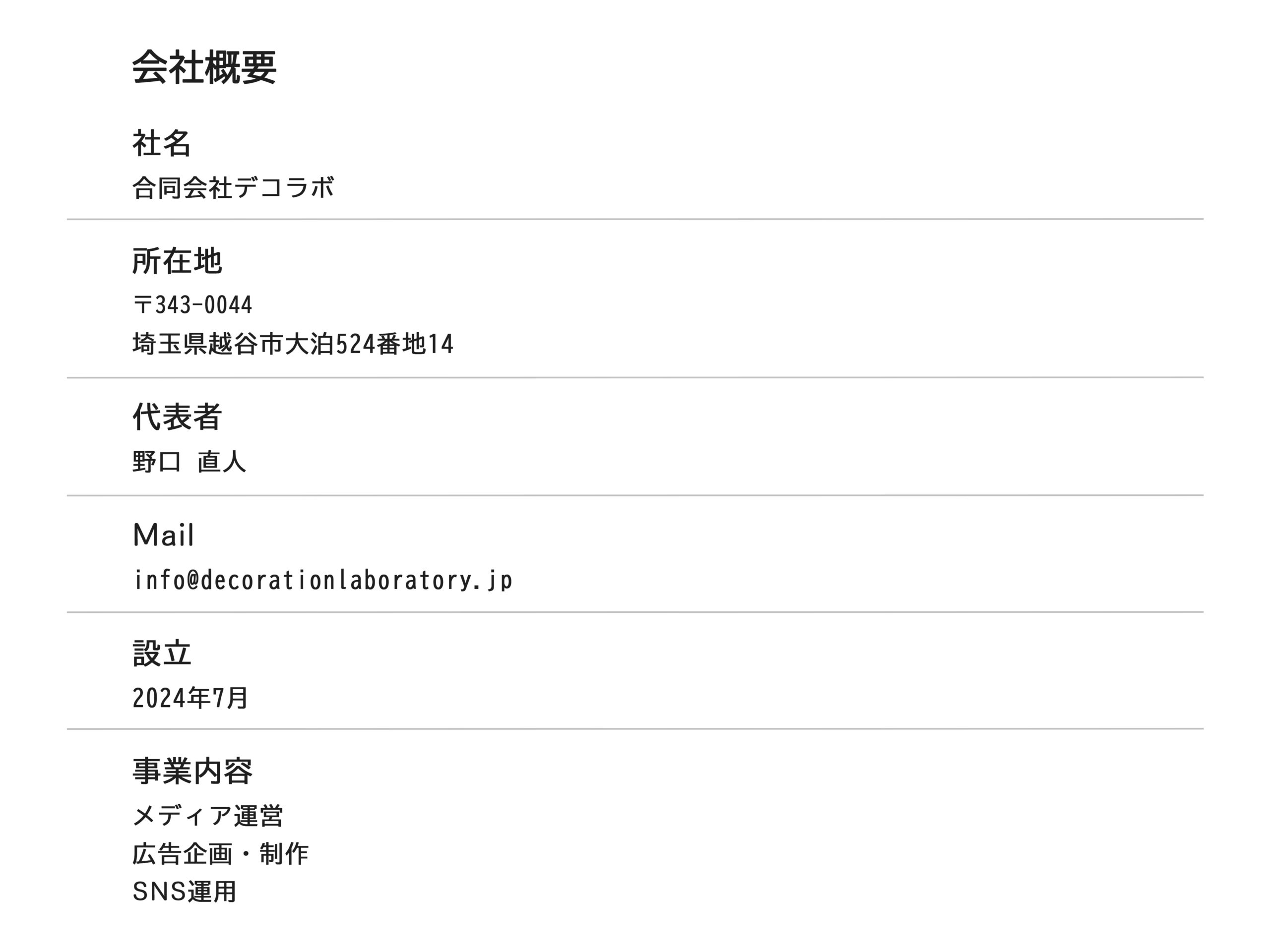 合同会社デコラボ
会社概要